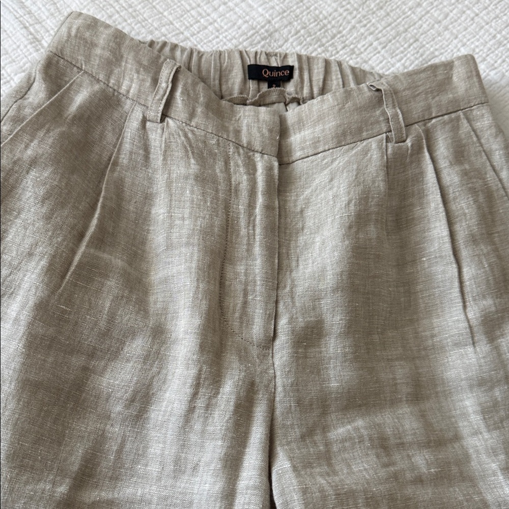 Quince Linen Wide-Leg Pants in Natural Beige - Picture 2 of 4